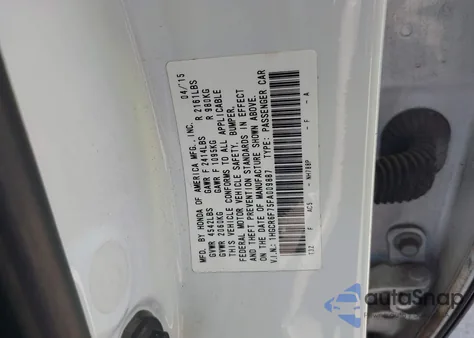 2015 Honda Accord Hybrid Touring from USA, damaged, VIN 1HGCR6F75FA009887